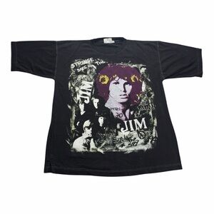 Vintage 90s Jim Morrison Wanted The Doors Band Black T-Shirt Adult Size Large L